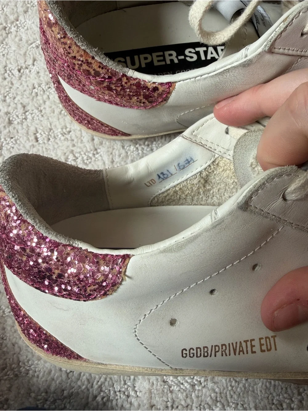 Golden Goose Superstar Distressed Glittered Sneakers ⭐️